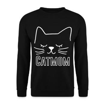 Cat Cat Mom Cat Mom Silhouette Outline Lineart - Unisex Sweatshirt - black - Front - Alina (178cm) & Michal (187cm)