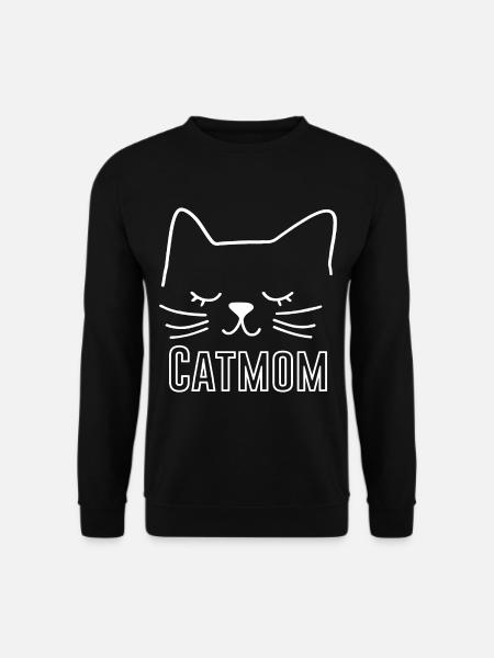 Katze Cat Mom Katzenmama Silhouette Umriss Lineart - Unisex Pullover - Schwarz