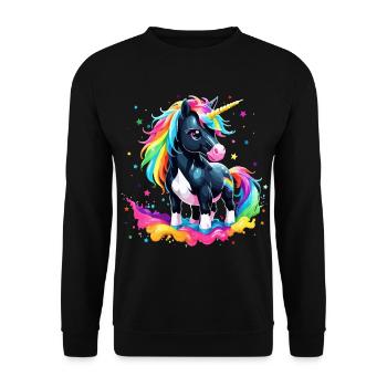 Einhorn bunt Regenbogen Pony Kinder - Unisex Pullover - Schwarz - Vorne - Alina (178cm) & Michal (187cm)