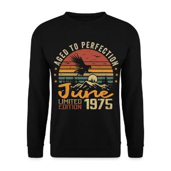 Vintage Juin 1975 Juin 1975 né en Juin 1975 Rétro - Sweat-shirt Unisexe - noir - Devant - Alina (178cm) & Michal (187cm)