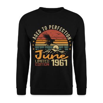 Vintage Juin 1961 Juin 1961 né en Juin 1961 Rétro - Sweat-shirt Unisexe - noir - Devant - Alina (178cm) & Michal (187cm)