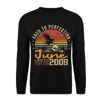 Vintage Juin 2008 Juin 2008 né en Juin 2008 Rétro - Sweat-shirt Unisexe - noir - Devant - Alina (178cm) & Michal (187cm)