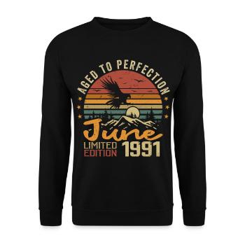 Vintage Juin 1991 Juin 1991 né en Juin 1991 Rétro - Sweat-shirt Unisexe - noir - Devant - Alina (178cm) & Michal (187cm)