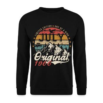 Juillet 1966 | Original Anniversaire Juillet 1966 - Sweat-shirt Unisexe - noir - Devant - Alina (178cm) & Michal (187cm)