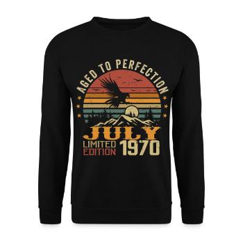 Millésime Juillet 1970 Anniversaire Juillet 1970 - Sweat-shirt Unisexe - noir - Devant - Alina (178cm) & Michal (187cm)