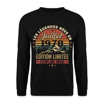 July 1978 Vintage Birthday 1978 July - Unisex Sweatshirt - black - Front - Alina (178cm) & Michal (187cm)