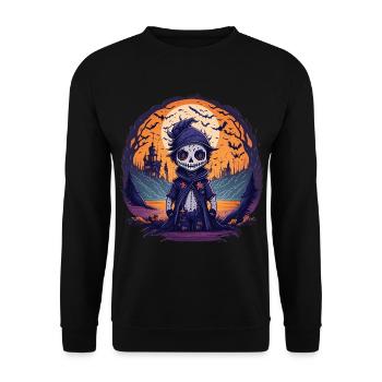 Gruseliges Halloween-party-kostüm Zombie - Unisex Sweatshirt - black - Front - Alina (178cm) & Michal (187cm)
