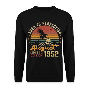 Jahrgang August 1952 Geburtstagsgeschenk August 1952 - Unisex Pullover - Schwarz - Vorne - Alina (178cm) & Michal (187cm)