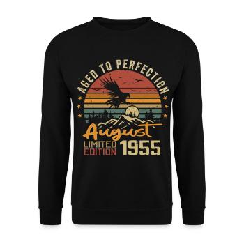 Jahrgang August 1955 Geburtstagsgeschenk August 1955 - Unisex Pullover - Schwarz - Vorne - Alina (178cm) & Michal (187cm)
