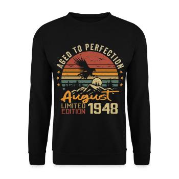 Millésime Août 1948 Cadeau Anniversaire Août 1948 - Sweat-shirt Unisexe - noir - Devant - Alina (178cm) & Michal (187cm)
