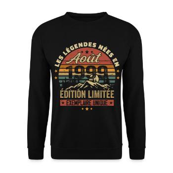 August 1999 Birthday Gift August 1999 August - Unisex Sweatshirt - black - Front - Alina (178cm) & Michal (187cm)