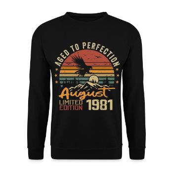 Millésime Août 1981 Cadeau Anniversaire Août 1981 - Sweat-shirt Unisexe - noir - Devant - Alina (178cm) & Michal (187cm)