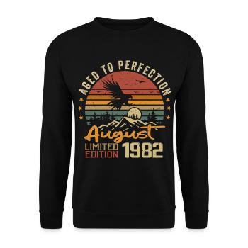 Millésime Août 1982 Cadeau Anniversaire Août 1982 - Sweat-shirt Unisexe - noir - Devant - Alina (178cm) & Michal (187cm)