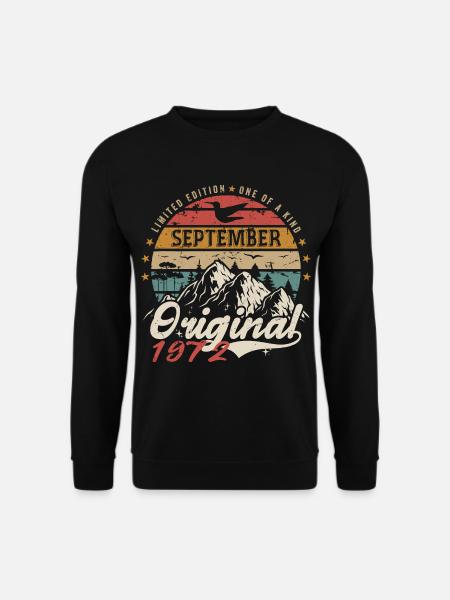 Retro 1972 September Jahrgang September 1972 Geschenk - Unisex Pullover - Schwarz