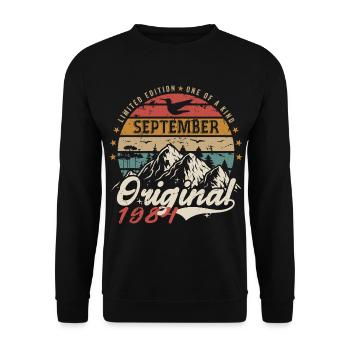 Retro 1984 September Vintage September 1984 Gift - Unisex Sweatshirt - black - Front - Alina (178cm) & Michal (187cm)