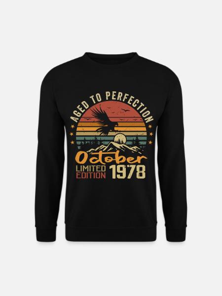 Jahrgang Oktober 1978 - Retro Oktober 1978 Geschenk - Unisex Pullover - Schwarz