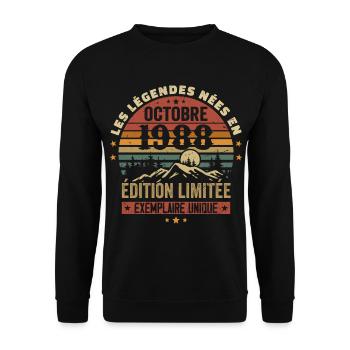 Geboren im Oktober 1988 | Genial seit Oktober 1988 - Unisex Pullover - Schwarz - Vorne - Alina (178cm) & Michal (187cm)