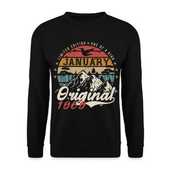 Januar 1969 Geburtstagsgeschenk - Januar 1969 - Unisex Pullover - Schwarz - Vorne - Alina (178cm) & Michal (187cm)