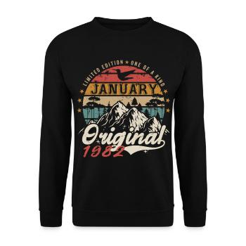 January 1982 Birthday Gift - January 1982 - Unisex Sweatshirt - black - Front - Alina (178cm) & Michal (187cm)