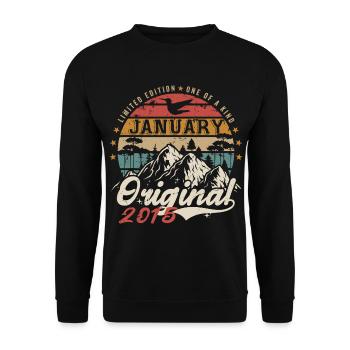 Janvier 2015 Cadeau Anniversaire - Janvier 2015 - Sweat-shirt Unisexe - noir - Devant - Alina (178cm) & Michal (187cm)