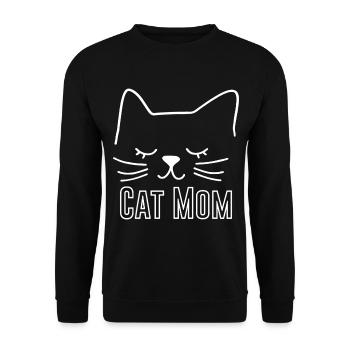 Cat Cat Mom Cat Mom Silhouette Outline Lineart - Unisex Sweatshirt - black - Front - Alina (178cm) & Michal (187cm)