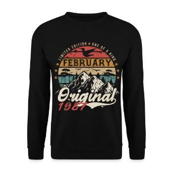 Cadeau 38e Anniversaire Nées En Février 1987 - Sweat-shirt Unisexe - noir - Devant - Alina (178cm) & Michal (187cm)