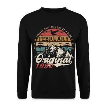 35th Birthday Gift Born In February 1990 - Unisex Sweatshirt - black - Front - Alina (178cm) & Michal (187cm)