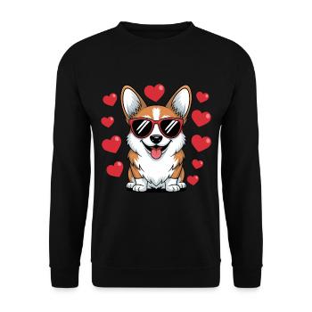 Cool Corgi with Heart – Loving Dog Design - Unisex Sweatshirt - black - Front - Alina (178cm) & Michal (187cm)
