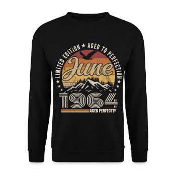 June 1964 61st Anniversary Gift June 1964 Retro - Unisex Sweatshirt - black - Front - Alina (178cm) & Michal (187cm)