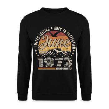 June 1973 52nd Anniversary Gift June 1973 Retro - Unisex Sweatshirt - black - Front - Alina (178cm) & Michal (187cm)