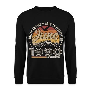 Juin 1990 Cadeau 35e Anniversaire juin 1990 Retro - Sweat-shirt Unisexe - noir - Devant - Alina (178cm) & Michal (187cm)