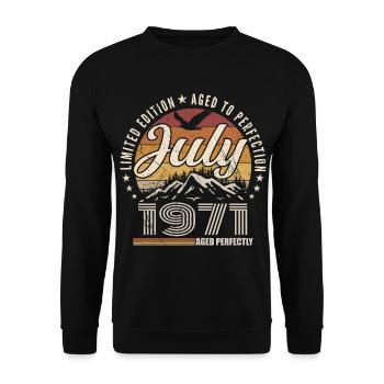 Juli 1971 Geschenk zum 54. Jahrestag Juli 1971 - Unisex Pullover - Schwarz - Vorne - Alina (178cm) & Michal (187cm)