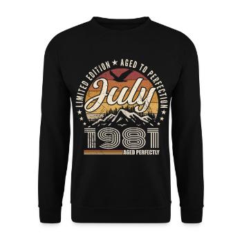 July 1981 44th Anniversary Gift July 1981 - Unisex Sweatshirt - black - Front - Alina (178cm) & Michal (187cm)