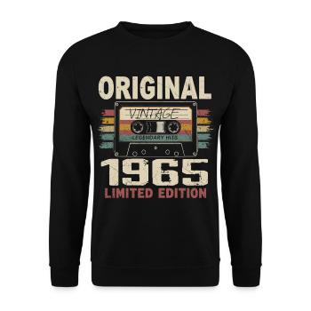 1965 cadeau anniversaire 1965 vintage 1965 rétro - Sweat-shirt Unisexe - noir - Devant - Alina (178cm) & Michal (187cm)