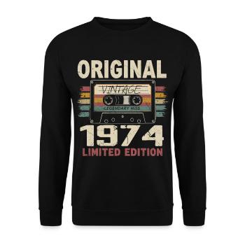 1974 cadeau anniversaire 1974 vintage 1974 rétro - Sweat-shirt Unisexe - noir - Devant - Alina (178cm) & Michal (187cm)