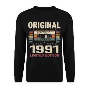 1991 cadeau anniversaire 1991 vintage 1991 rétro - Sweat-shirt Unisexe - noir - Devant - Alina (178cm) & Michal (187cm)