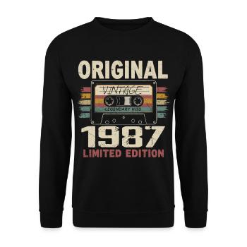 1987 cadeau anniversaire 1987 vintage 1987 rétro - Sweat-shirt Unisexe - noir - Devant - Alina (178cm) & Michal (187cm)