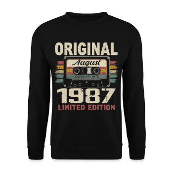 Août 1987 August 1987 Cadeau Août 1987 August 1987 - Sweat-shirt Unisexe - noir - Devant - Alina (178cm) & Michal (187cm)