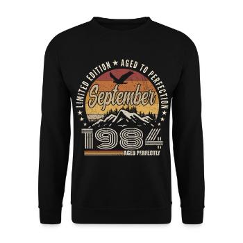 Born in September 1984 - Birthday September 1984 - Unisex Sweatshirt - black - Front - Alina (178cm) & Michal (187cm)