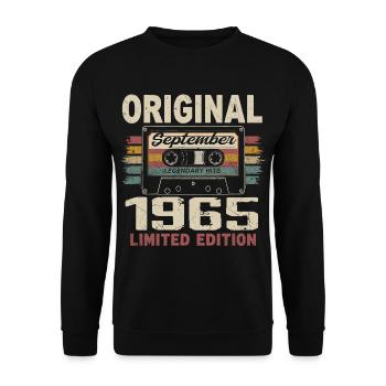 Septembre 1965 Anniversaire, Né en Septembre 1965 - Sweat-shirt Unisexe - noir - Devant - Alina (178cm) & Michal (187cm)