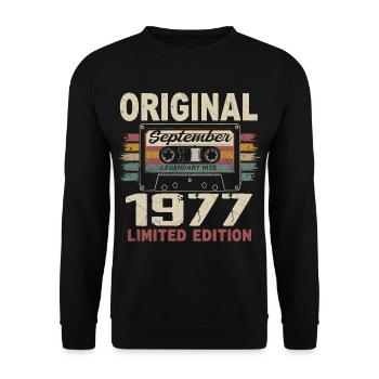 Septembre 1977 Anniversaire, Né en Septembre 1977 - Sweat-shirt Unisexe - noir - Devant - Alina (178cm) & Michal (187cm)