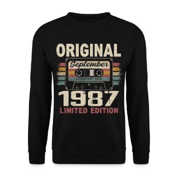 Septembre 1987 Anniversaire, Né en Septembre 1987 - Sweat-shirt Unisexe - noir - Devant - Alina (178cm) & Michal (187cm)