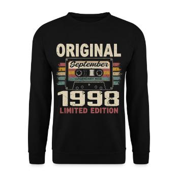 Septembre 1998 Anniversaire, Né en Septembre 1998 - Sweat-shirt Unisexe - noir - Devant - Alina (178cm) & Michal (187cm)