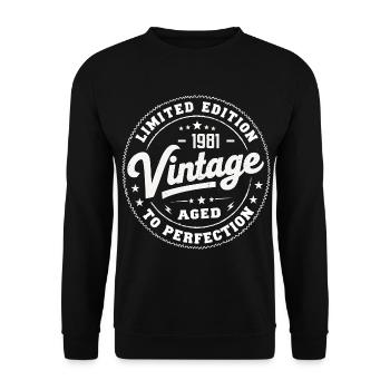 Legende seit 1981 Genial seit 1981 Retro 1981 - Unisex Pullover - Schwarz - Vorne - Alina (178cm) & Michal (187cm)