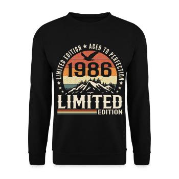 Cadeau Anniversaire 1986 - Vintage 1986 Rétro 1986 - Sweat-shirt Unisexe - noir - Devant - Alina (178cm) & Michal (187cm)