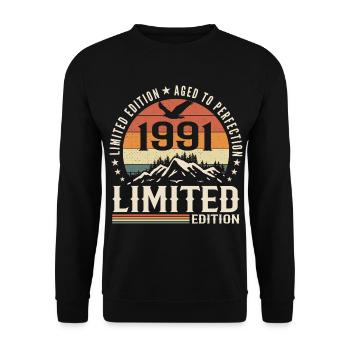 1991 Birthday Gift - Vintage 1991 Retro 1991 - Unisex Sweatshirt - black - Front - Alina (178cm) & Michal (187cm)