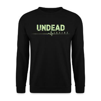 Undead Inside Zombie Saying - Unisex Sweatshirt - black - Front - Alina (178cm) & Michal (187cm)