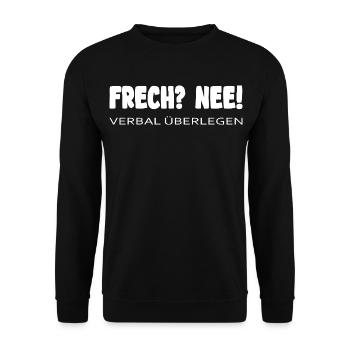Naughty & Verbally Superior – Saying Shirt - Unisex Sweatshirt - black - Front - Alina (178cm) & Michal (187cm)