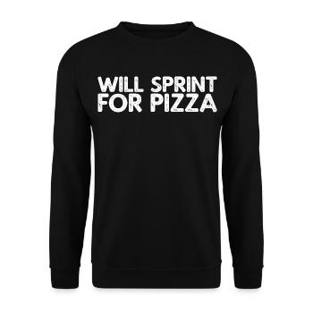 Will Sprint For Pizza - Unisex Sweatshirt - black - Front - Alina (178cm) & Michal (187cm)