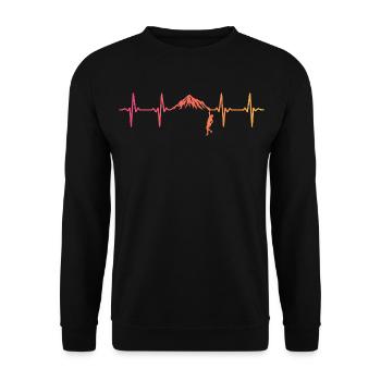 Kletternder Sunset Heartbeat Climber - Unisex Pullover - Schwarz - Vorne - Alina (178cm) & Michal (187cm)